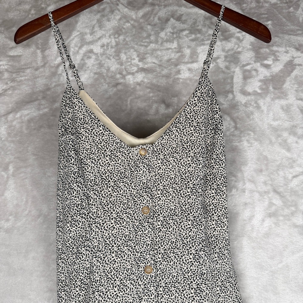 Black White Cheetah print Print Midi Button Front Dress Size S
